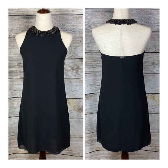 ARTIGLI  Beaded Halter neck Black Short Dress - Picture 1 of 13